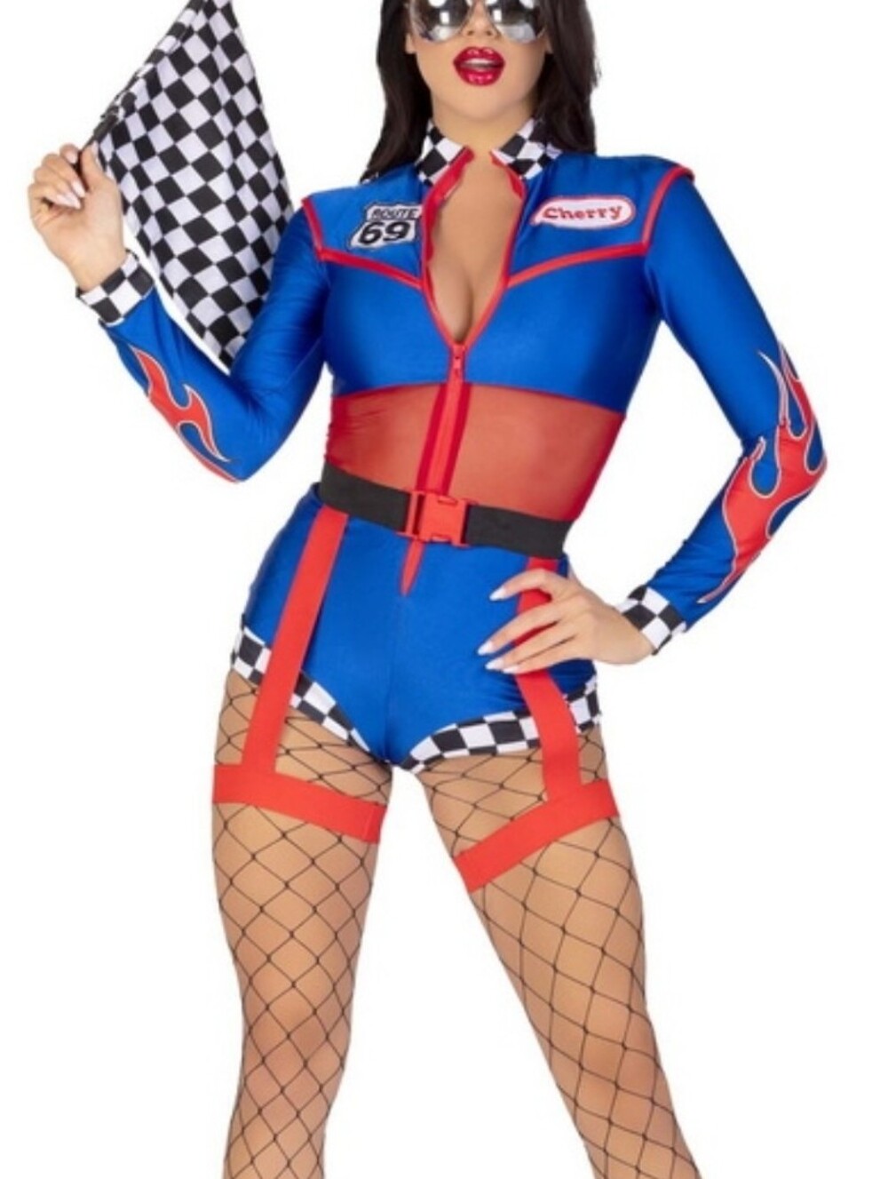 Cherry Bomb Racer Costume - Red, Blue & Black